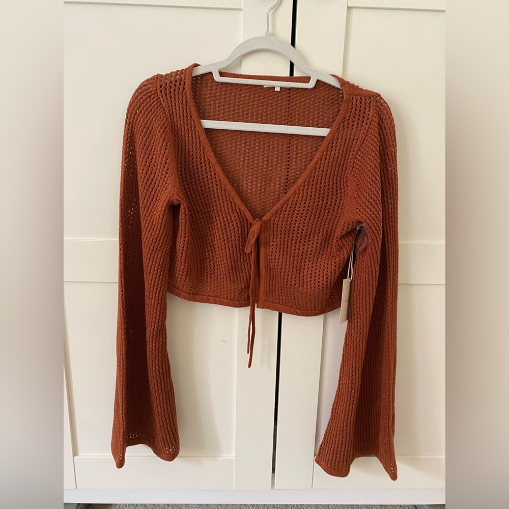 Boho knit bell sleeve cardigan